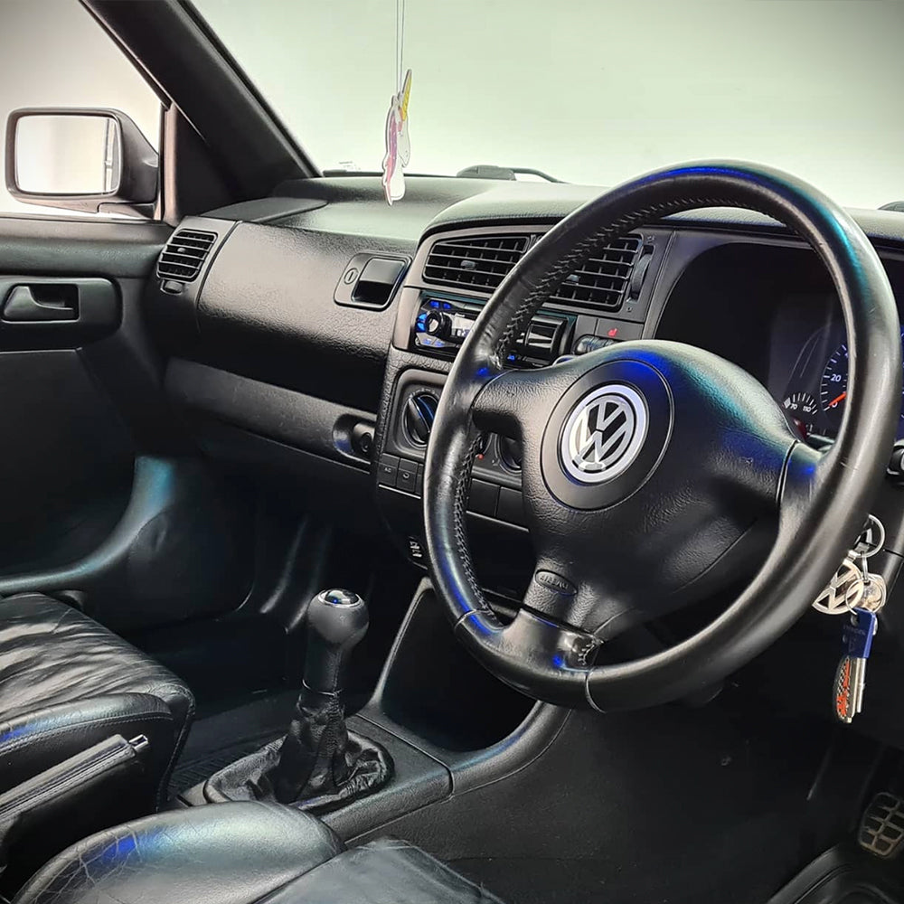 Interior of black Volkswagen car
