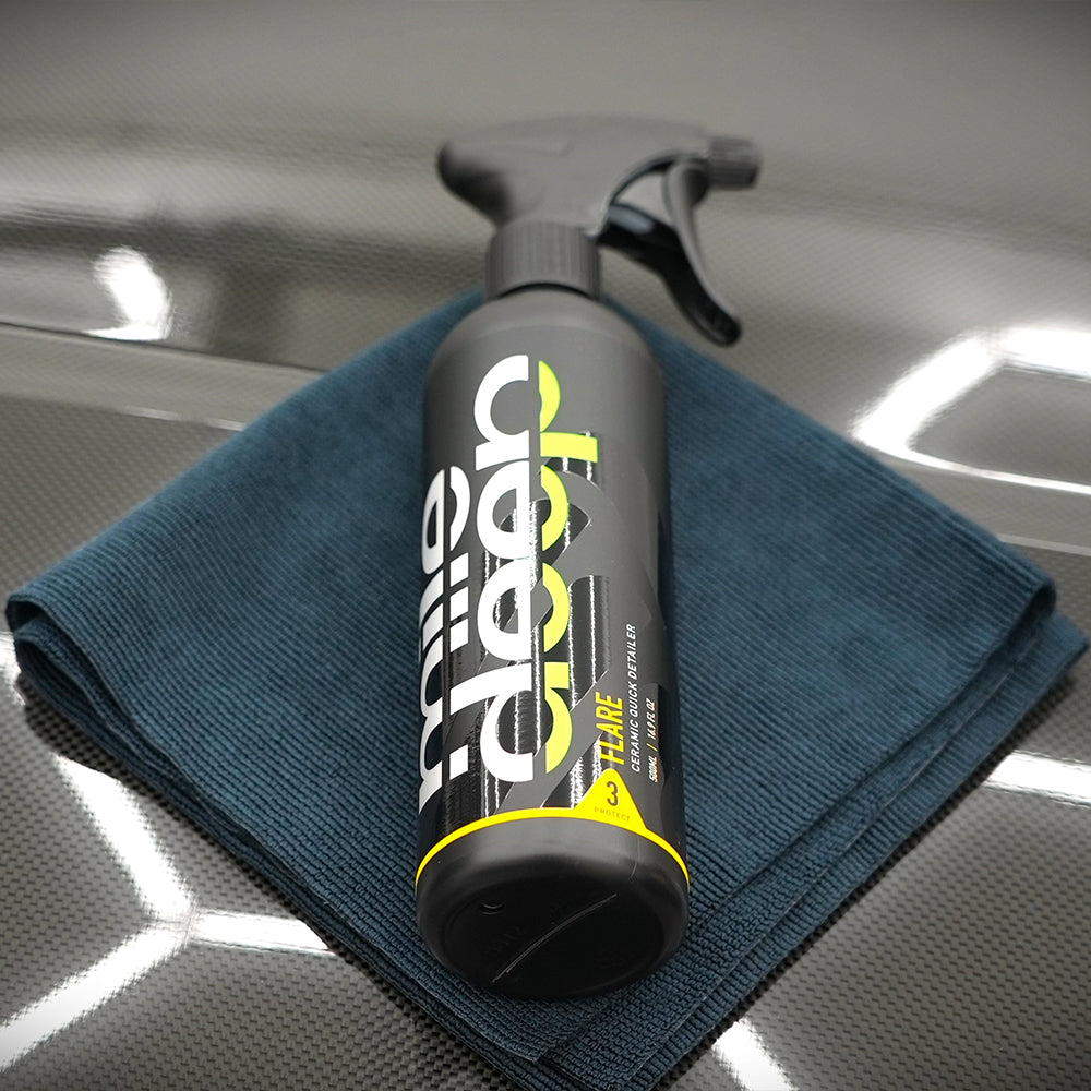 flare ceramic quick detailer on top of microfibre cloth.